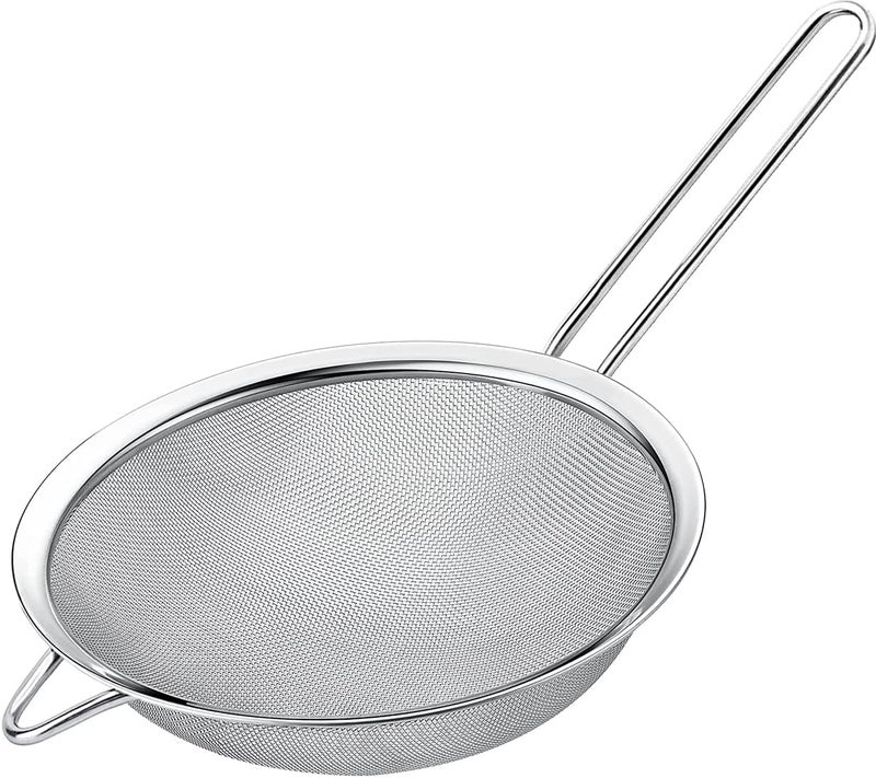 KAFOOR 6.3" Fine Mesh Strainer with Stainless steel handle - Sieve Fine Mesh Stainless Steel - Ideal to Sift Flour, Icing Sugar, Fruits and Vegetables. - Image 1