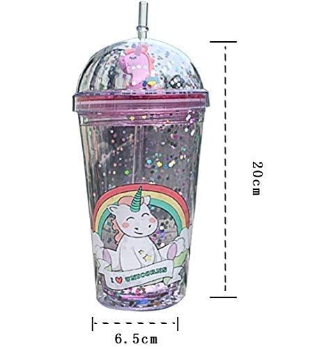 KAPILIX KAPILIX Plastic Light Non Light Sipper Tumbler with Straw 600ml Unicorn Design with Sparkle and Glitter Fancy Sipper for Girls Boys Best Gift Diwali Gift Multicolour Random Collection - Image 5