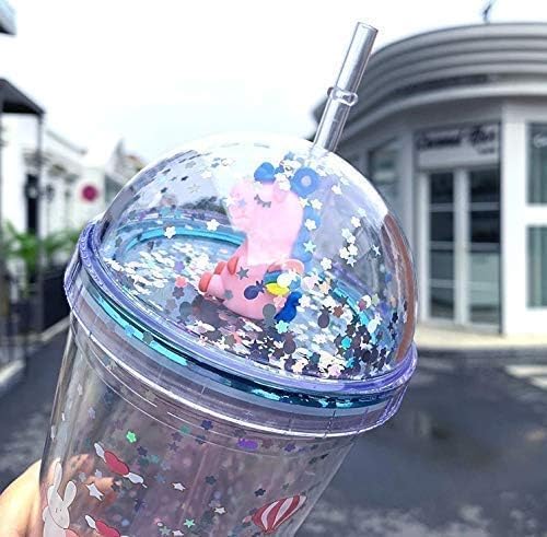 KAPILIX KAPILIX Plastic Light Non Light Sipper Tumbler with Straw 600ml Unicorn Design with Sparkle and Glitter Fancy Sipper for Girls Boys Best Gift Diwali Gift Multicolour Random Collection - Image 3