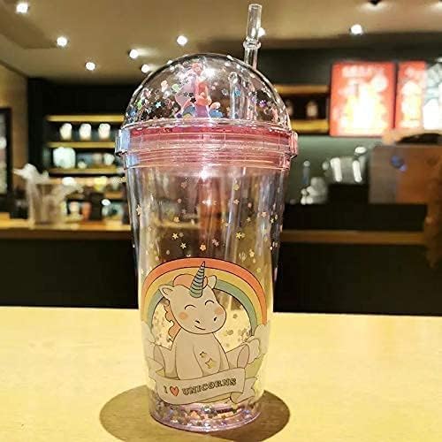 KAPILIX KAPILIX Plastic Light Non Light Sipper Tumbler with Straw 600ml Unicorn Design with Sparkle and Glitter Fancy Sipper for Girls Boys Best Gift Diwali Gift Multicolour Random Collection - Image 4