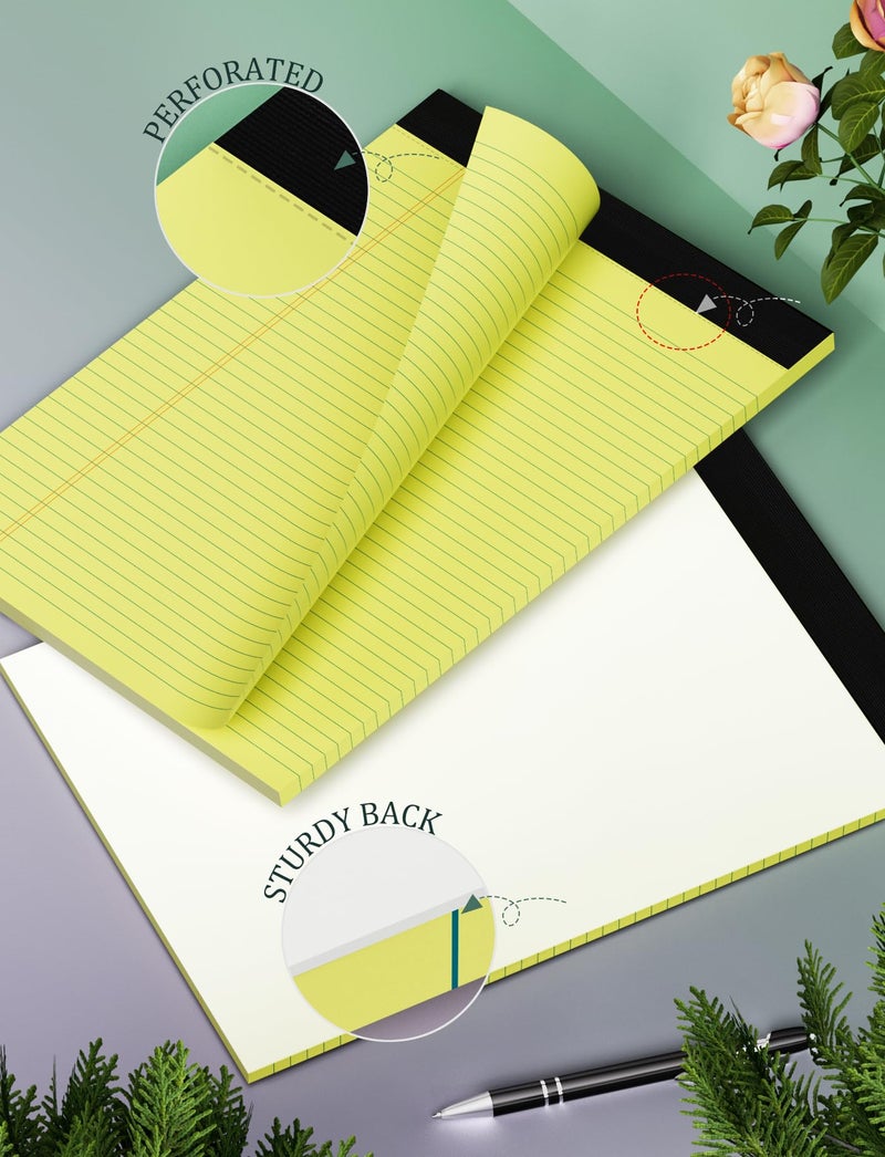 Aidunmis 6 Pack Yellow Legal Pads 8.5 x 11 College Ruled Lined Writing Note Pads 8.5 x 11 Narrow Ruled Yellow Paper Pads 8.5 x 11 Legal Pad 8.5 x 11 Pads of Paper 30 Sheets Writing Pad Legal Notepads 8.5 x 11 - Image 3