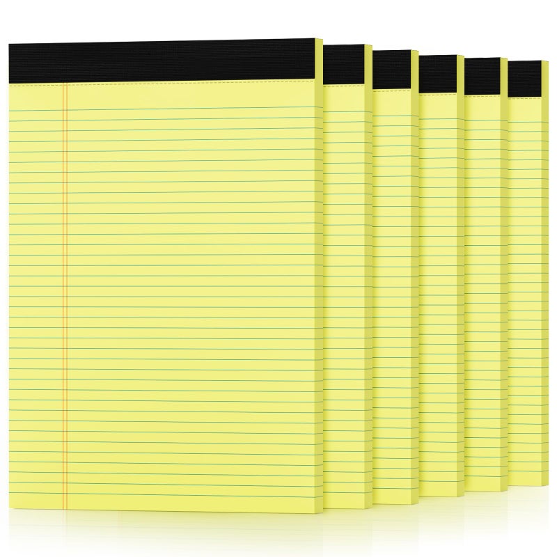 Aidunmis 6 Pack Yellow Legal Pads 8.5 x 11 College Ruled Lined Writing Note Pads 8.5 x 11 Narrow Ruled Yellow Paper Pads 8.5 x 11 Legal Pad 8.5 x 11 Pads of Paper 30 Sheets Writing Pad Legal Notepads 8.5 x 11 - Image 1