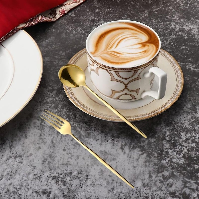 Sugalsu Silverware Set Stainless Steel Cutlery Flatware Set Kitchen Utensil Sets Tableware with Knife Spoons and Forks Set Satin Finished Polished Dishwasher Safe Set of 312Pcs Gold - Image 5