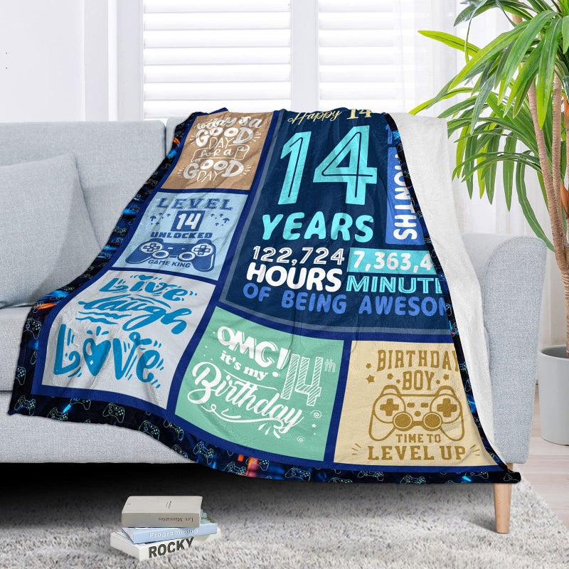 SIKLTY 14 Year Old Boy Gift Ideas  Birthday Gifts for 14 Year Old Boys  for a 14 Year Old Boy  Boys Ages 14 Gift  14 Yr Old Boy Gifts  14th Birthday Decorations Throw Blanket 60 x 50 Inch - Image 3