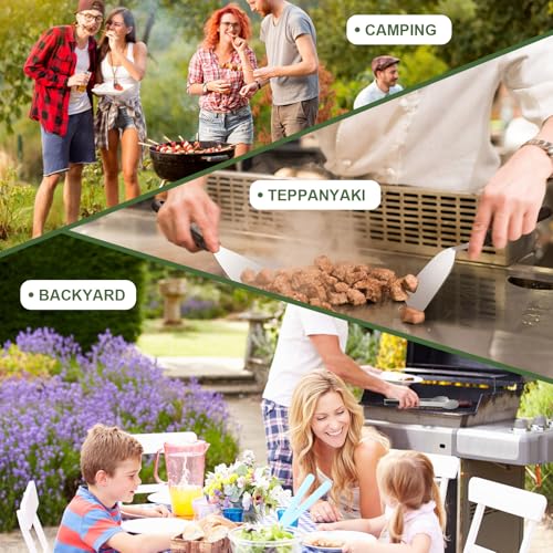 EWFEN 20PCS Griddle Accessories Kit, Flat Top Grill Accessories Set for Blackstone and Camp Chef, Grill Spatula Set with Enlarged Spatulas, Basting Cover, lron Smash Burger Press for Outdoor Barbecue - Image 5