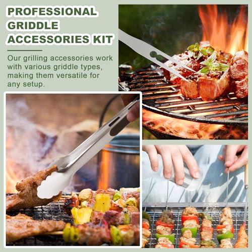 EWFEN 20PCS Griddle Accessories Kit, Flat Top Grill Accessories Set for Blackstone and Camp Chef, Grill Spatula Set with Enlarged Spatulas, Basting Cover, lron Smash Burger Press for Outdoor Barbecue - Image 4