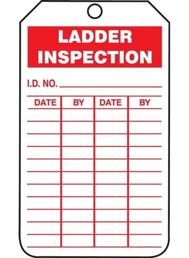 Accuform TRS248CTP Inspection Record Tag, Legend"Ladder Inspection", 5.75" Length x 3.25" Width x 0.010" Thickness, PF-Cardstock, Red on White (Pack of 25) - Image 2