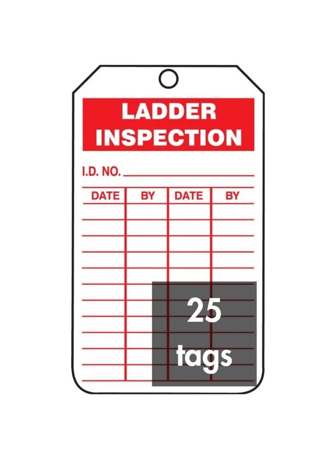 Accuform TRS248CTP Inspection Record Tag, Legend"Ladder Inspection", 5.75" Length x 3.25" Width x 0.010" Thickness, PF-Cardstock, Red on White (Pack of 25) - Image 1