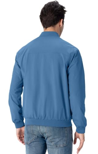 Rdruko Men's Lightweight Bomber Jacket Windproof Casual Fashion Windbreaker Jacket(Denim Blue, US L) - Image 2