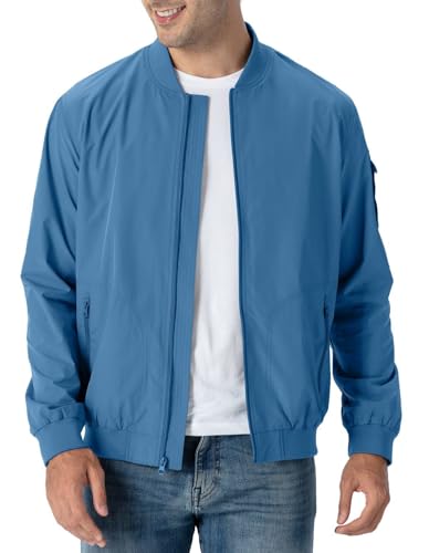 Rdruko Men's Lightweight Bomber Jacket Windproof Casual Fashion Windbreaker Jacket(Denim Blue, US L) - Image 1