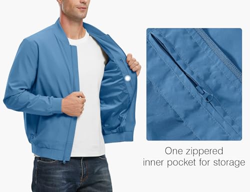 Rdruko Men's Lightweight Bomber Jacket Windproof Casual Fashion Windbreaker Jacket(Denim Blue, US L) - Image 4