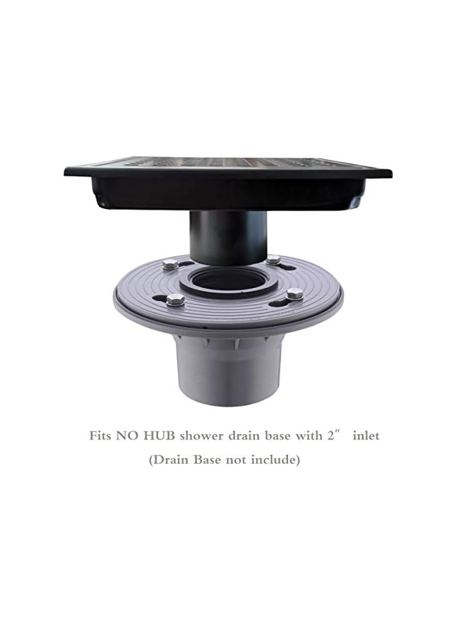 The Bros مصرف أرضية دش مربع 6 بوصة مع غطاء شبكة قابل للإزالة، فولاذ مقاوم للصدأ SUS 304، أسود غير لامع - Image 3