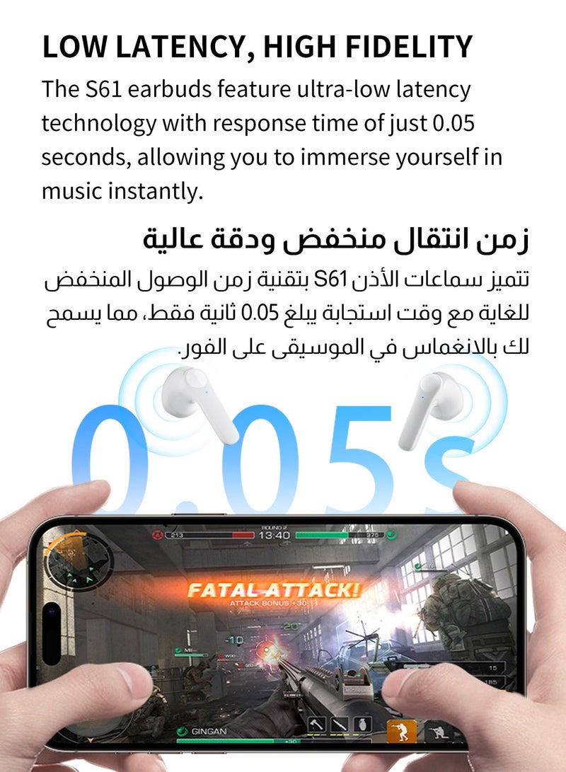 سماعات أذن لاسلكية مع علبة شحن بشاشة رقمية LED، سماعات أذن مقاومة للماء بدرجة IPX5 ومزودة بميكروفون لإلغاء الضوضاء، متوافقة مع هواتف آيفون وسامسونج وأندرويد وiOS - Image 3