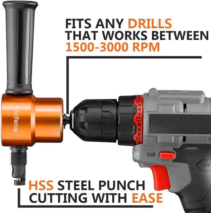 Dicfeos Double Head Sheet Metal Cutter, Versatile Nibbler Drill Attachment for Straight Curve and Circle Cutting, Maximum 14 Gauge Steel, Perfect for Home DIY and Car Repair - Image 2