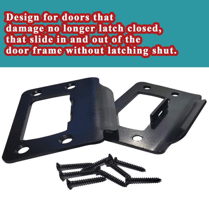 dttbgg 2-1/4"" By 1-3/4"" Door Latch Restorer Strike Plate For Doors  2 Pcs Universal Door Lock Hardware With Foul 1"" Long Screws (Classic Black) - Image 5