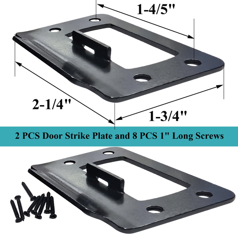dttbgg 2-1/4"" By 1-3/4"" Door Latch Restorer Strike Plate For Doors  2 Pcs Universal Door Lock Hardware With Foul 1"" Long Screws (Classic Black) - Image 3
