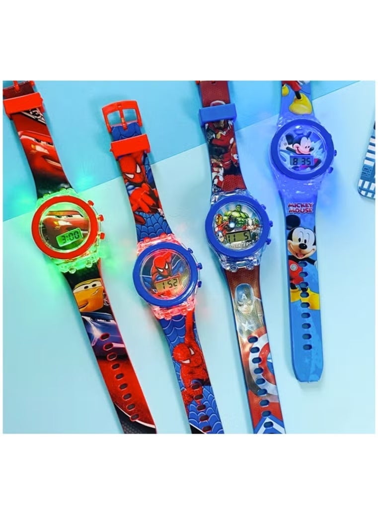 Sharpdo Children's Cartoon Light-Emitting Watch Marvel Spider-Man Boys And Girls With LCD Display Flashing Light Electronic Toy Watch - Image 5
