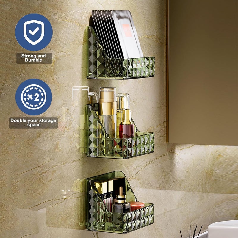 Homestic Crystal Finish Wall hanging Jewellery Box | Multipurpose Stackable Makeup Organiser | Ideal for Cosmetics, Skincare, Lipsticks, Nail Care| YM.6673D | Dark Green - Image 4