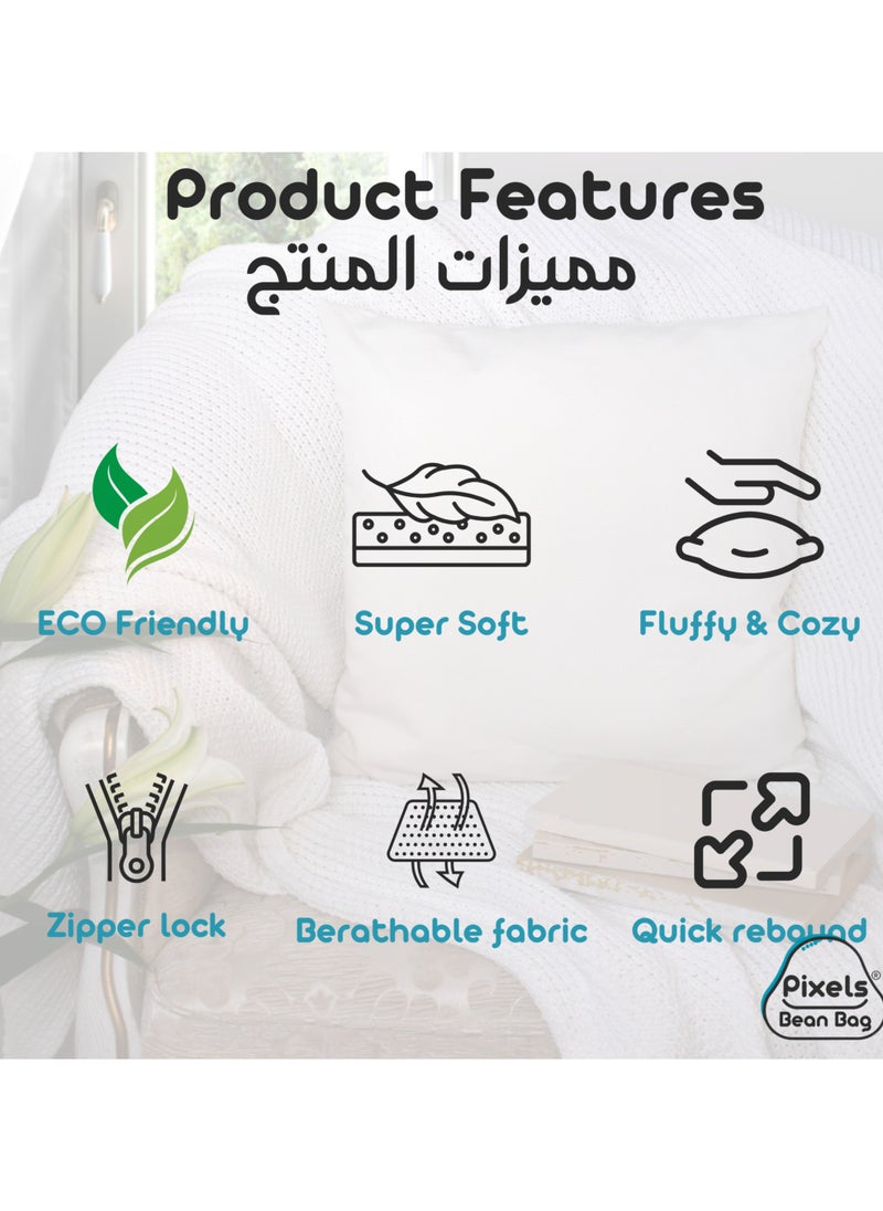 بكسل بين باج - عبوة حشو وسادة زينة من بكسل بين باج للاستخدام الداخلي للأريكة والمقاعد، قماش أسود من البولي بروبلين غير منسوج، إغلاق بسحاب "سستة" مجموعة عدد 4 قطعة - Image 1