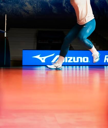Mizuno حذاء الكرة الطائرة ميزونو يونيكس ويف لايتنينغ نيو 2، أبيض-أزرق مغربي، 11 أمريكي للرجال - Image 2