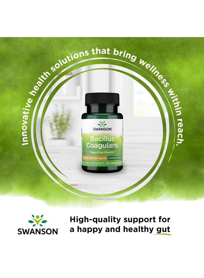 SWANSON Bacillus Coagulans - Natural Probiotic Supplement Supporting Digestive Health w/ 6 Billion CFU - May Support GI & Overall Gut Health - (60 Veggie Capsules) - Image 2