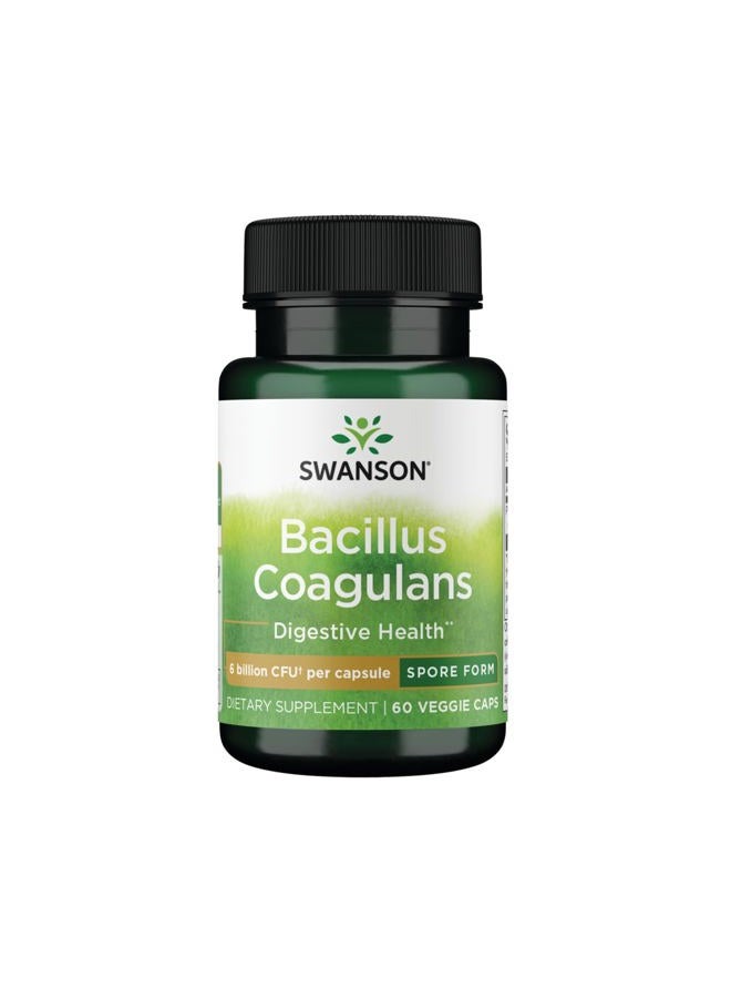 SWANSON Bacillus Coagulans - Natural Probiotic Supplement Supporting Digestive Health w/ 6 Billion CFU - May Support GI & Overall Gut Health - (60 Veggie Capsules) - Image 1