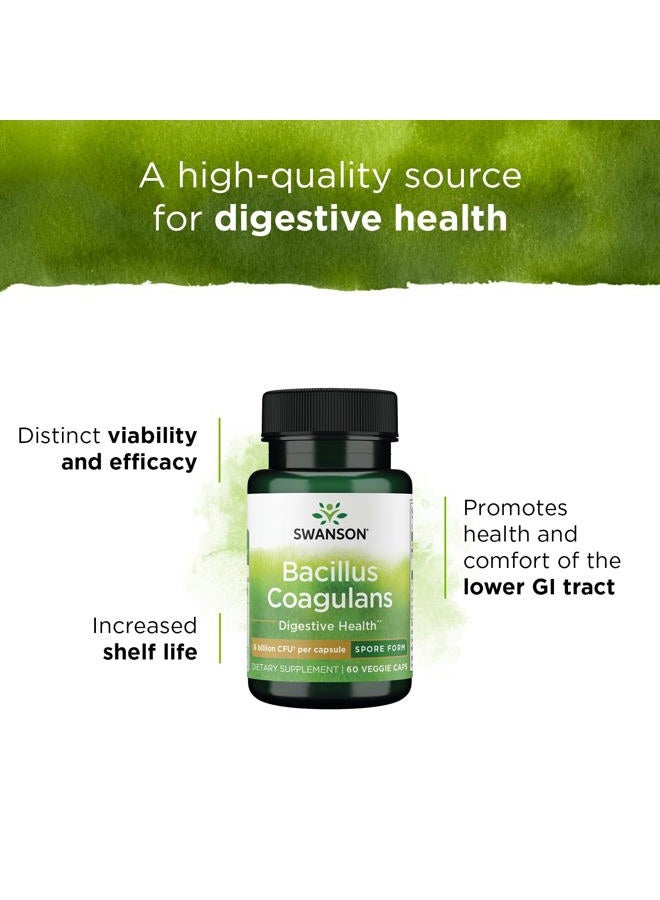 SWANSON Bacillus Coagulans - Natural Probiotic Supplement Supporting Digestive Health w/ 6 Billion CFU - May Support GI & Overall Gut Health - (60 Veggie Capsules) - Image 4