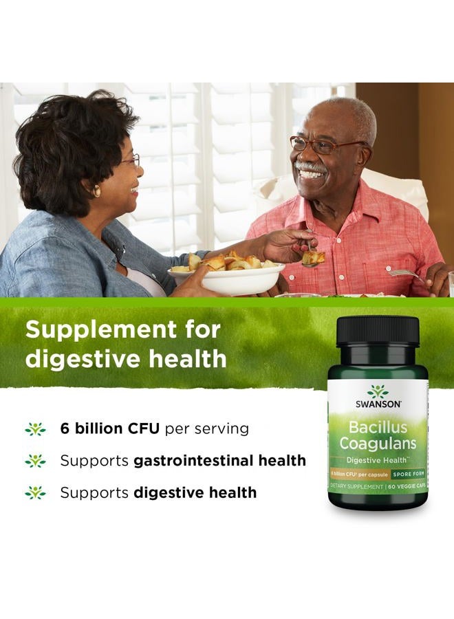 SWANSON Bacillus Coagulans - Natural Probiotic Supplement Supporting Digestive Health w/ 6 Billion CFU - May Support GI & Overall Gut Health - (60 Veggie Capsules) - Image 3