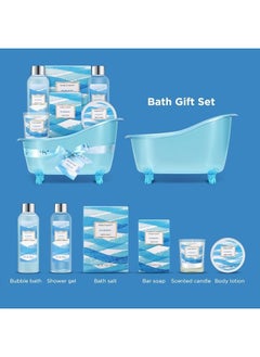 BODY & EARTH Bath Gift Set for Women, Body & Earth Spa Gift Baskets for Women, 7 Pcs Bath Set Scented with Ocean, Bath and Body Gift Basket, Birthday Gifts for Women  - Image 2