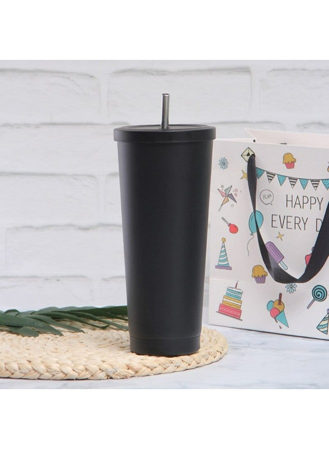 Nyrwana NYRWANA Tumbler Bottle | 500 ml | Tumbler with Straw and Lid, Insulated Tumbler, Double Wall Insulated Travel Tumbler, Hot and Cold Thermos Sipper, Stainless Steel Leak Proof (Black) - Image 3