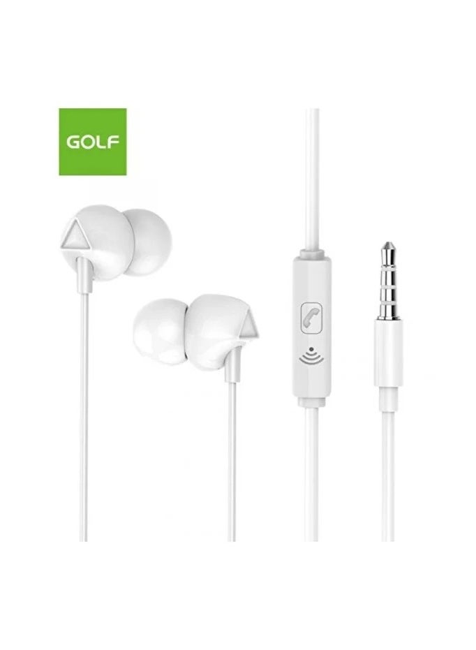 GOLF SPACE Golf GF-M25 Wired Earphones with 3.5mm Jack - White - Image 1