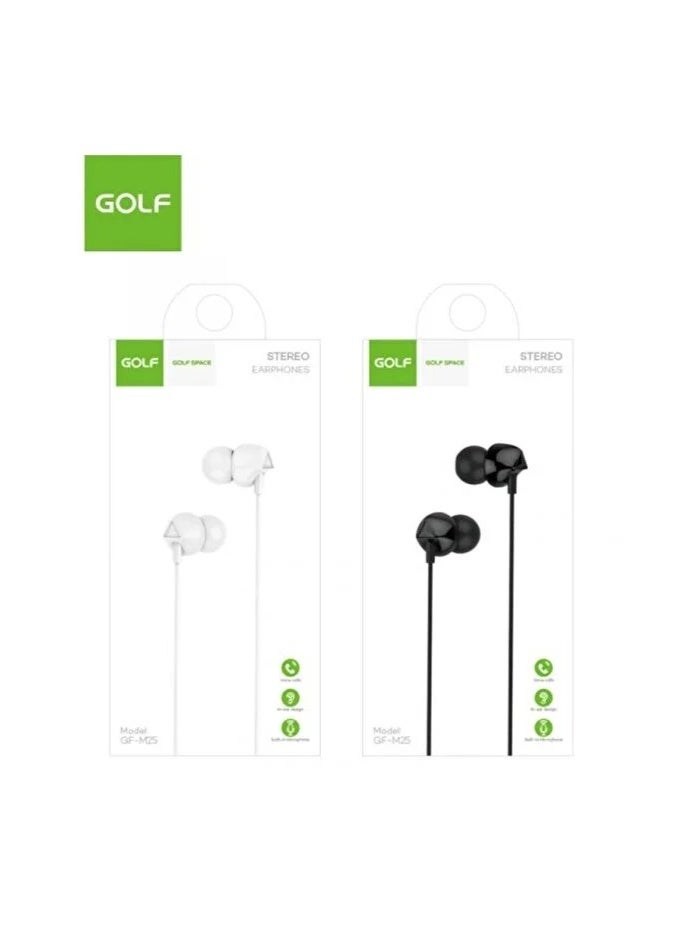GOLF SPACE Golf GF-M25 Wired Earphones with 3.5mm Jack - White - Image 3