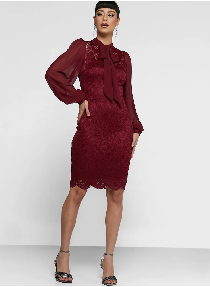 Ella Limited Edition Neck Tie Up Lace Dress