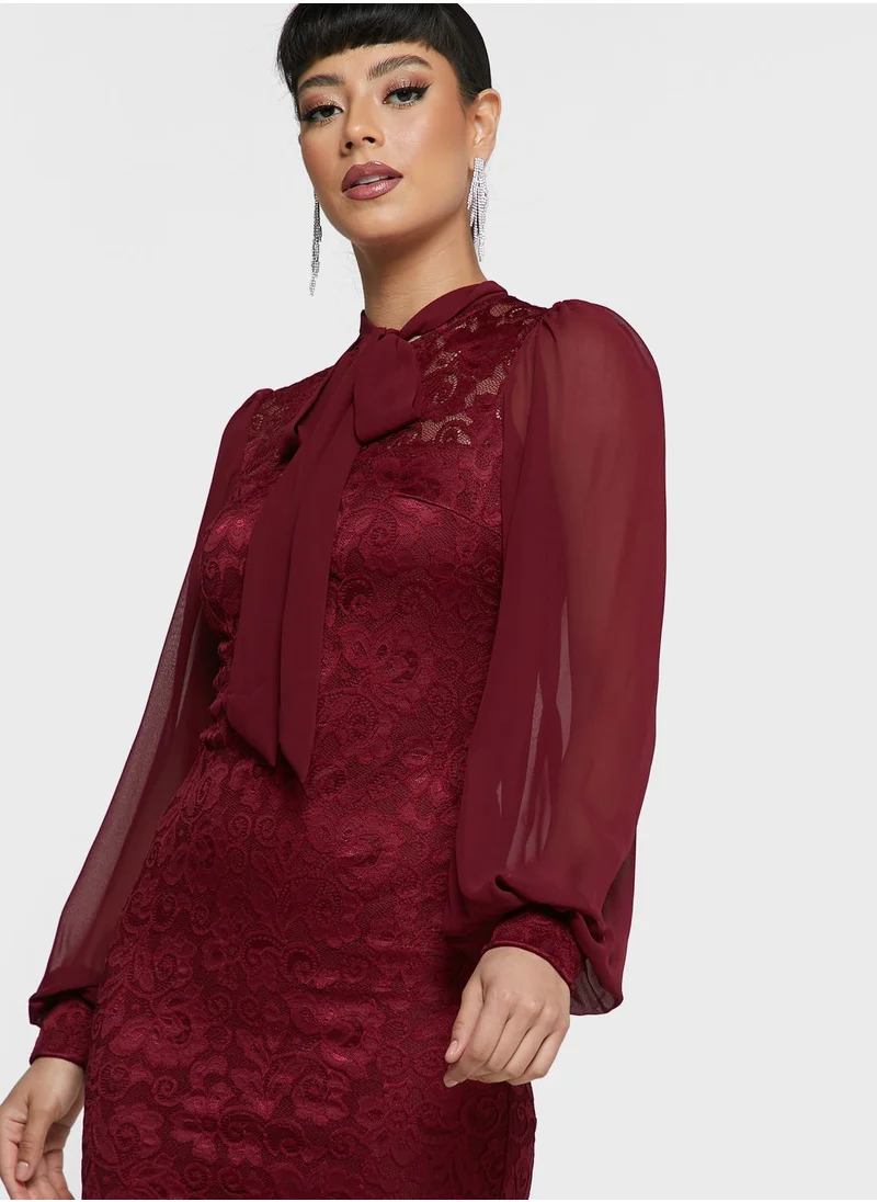 Ella Limited Edition Neck Tie Up Lace Dress