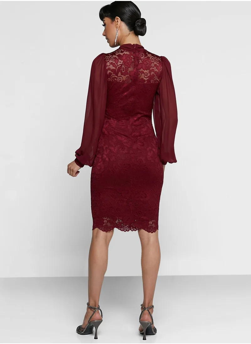 Ella Limited Edition Neck Tie Up Lace Dress