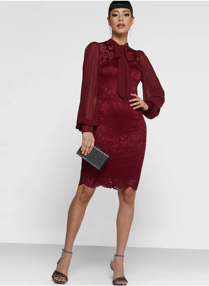 Ella Limited Edition Neck Tie Up Lace Dress