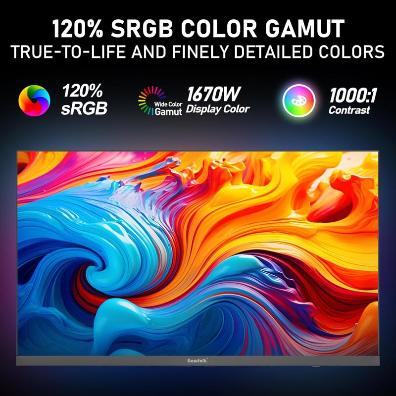Gawfolk شاشة ألعاب Gawfolk IPS مقاس 27 بوصة 2K 360 هرتز شاشة كمبيوتر QHD (2560 × 1440) زمن استجابة سريع 1 مللي ثانية (GTG) 120% sRGB FreeSync مكبرات صوت مدمجة قابلة لتعديل الارتفاع والإمالة والدوران - Image 5