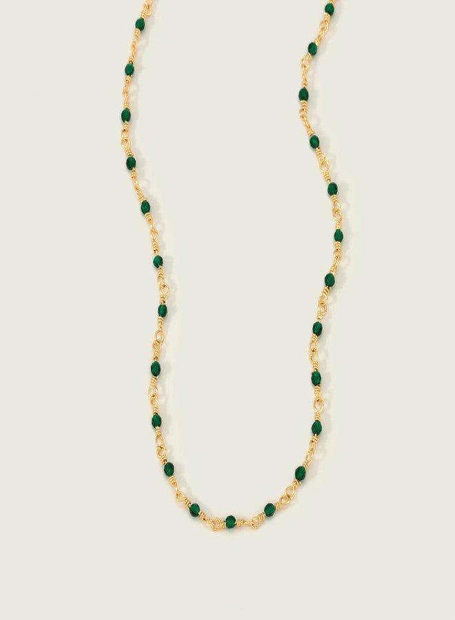 ميفيكو قلادة شوكر ذهبية من ميفيكو للنساء، مطلية بذهب عيار 14 قيراط، مرصعة بخرز الزركون الأخضر المكعب الرقيق، سلسلة قصيرة، قطعة مجوهرات أنيقة مصنوعة يدويًا بتصميم بسيط، هدية مثالية. - Image 3