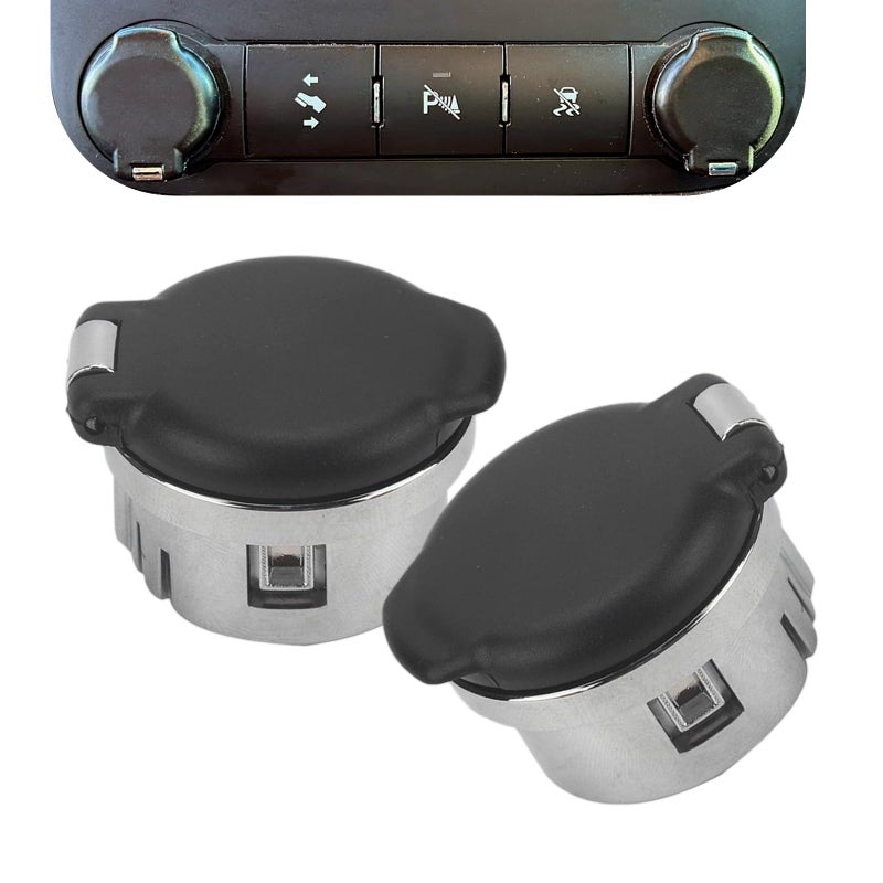 Zosgrew 2 PCS Car Outlet 2 Plug Cover Cap 12V Power Outlet Dash Retainer Cigarette Lighter Socket Cover Compatible with Chevrolet Silverado GMC Sierra 1500 3500 0713 Replacement 20983936 Black - Image 3