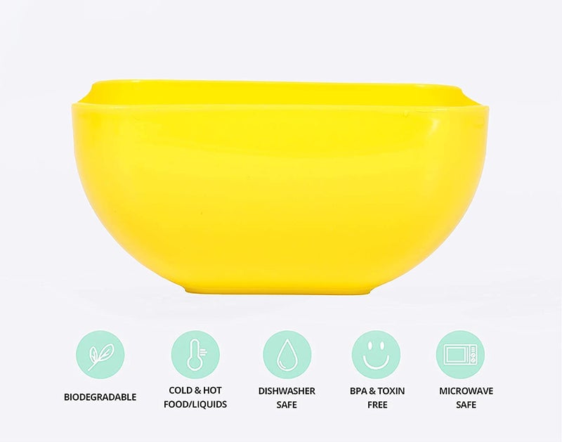 QUALIZA Plastic Unbreakable Solid Colorful Microwave Safe Cooking Mixing and Serving Bowls Set for CakeFoodSnacksDry Fruits Freezer Safe for Kitchen Square 500 mlMulticolour - Image 5
