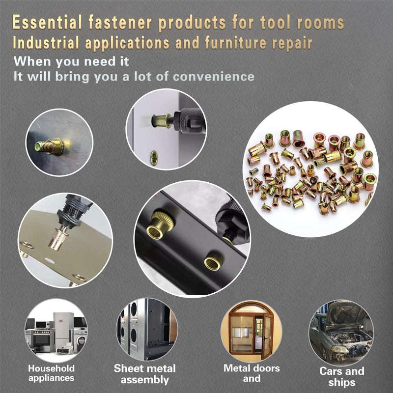 AskWay Imperial Rivet Nut Tool Kit 430pcs, SAE Rivet Nut Combination ï¼ˆ5/16-18ã€1/4-20ã€10-24ã€8-32ã€6-32ï¼‰, Suitable for Automotive, Marine and Industrial Applications(SAE Carbon Steel 430PCS) - Image 5
