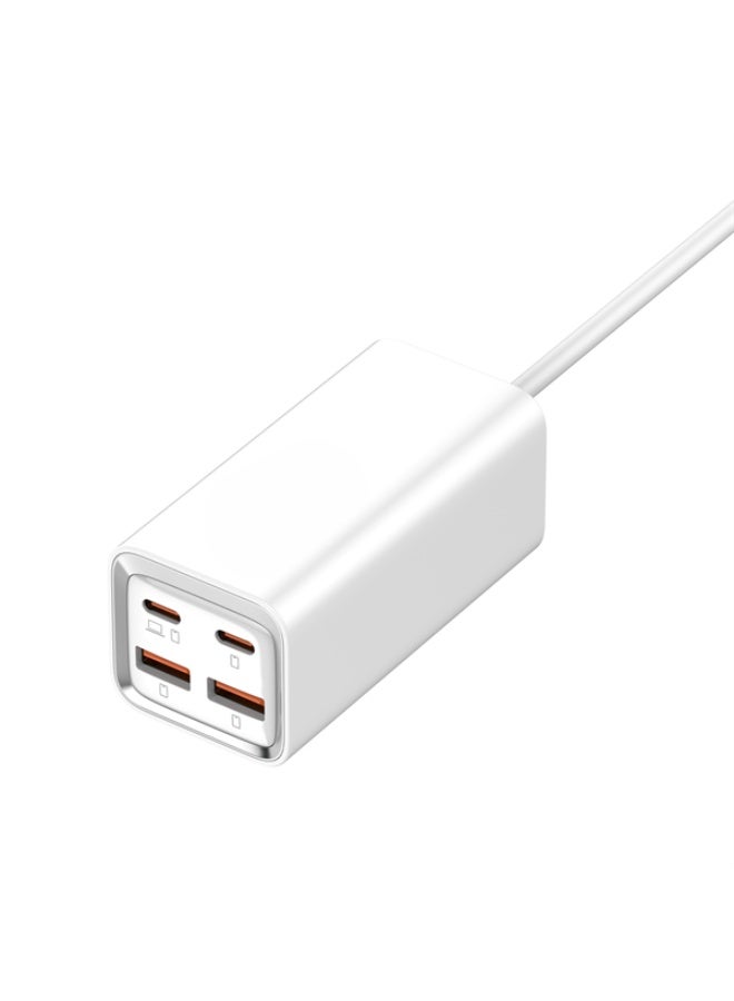 ريبنيو شريط تمديد الطاقة 65 وات، محطة شحن سطح المكتب متعددة المنافذ - 2 × USB-C PD 65 وات + 2 × USB-A QC 60 وات، شاحن سريع بأربعة منافذ مع سلك بطول 150 سم، يدعم Auto-ID PD4+ QC3.0 PPS VOOC AFC، هيكل كمبيوتر مقاوم للحريق - مثالي للمنزل والمكتب - Image 1