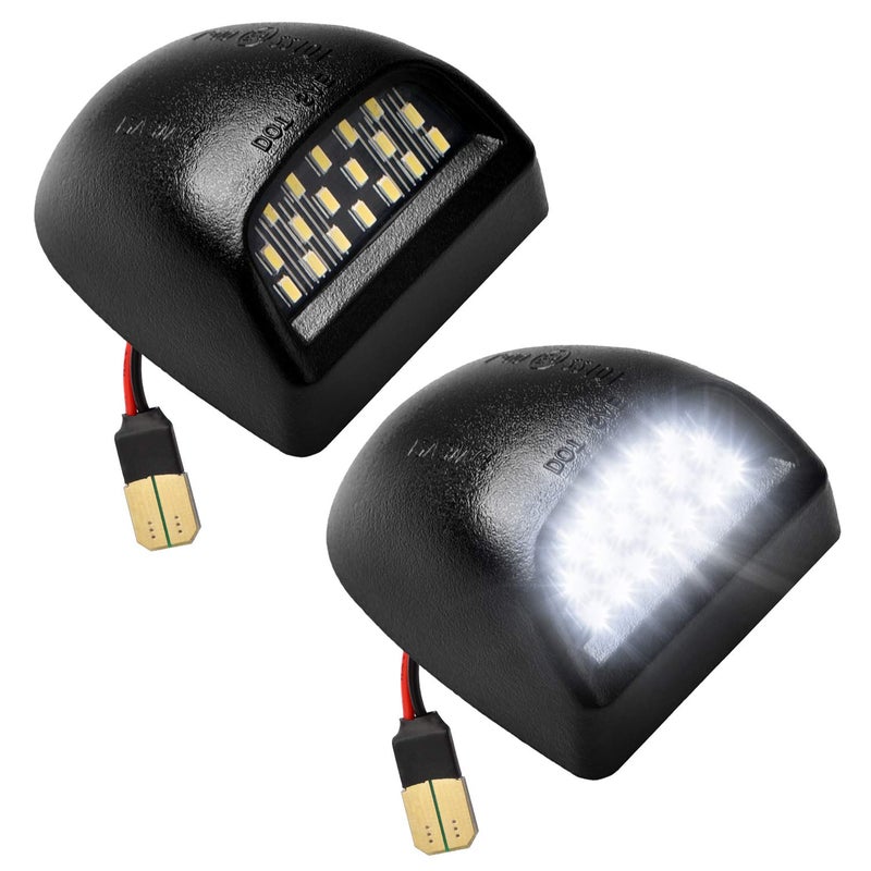 LESAUCE Full LED License Plate Light Tag Lamp Assembly Replacement for Chevy Silverado 1500 2500 3500 Suburban Tahoe GMC Sierra Yukon XL for Escalade 6000K White Pack of 2