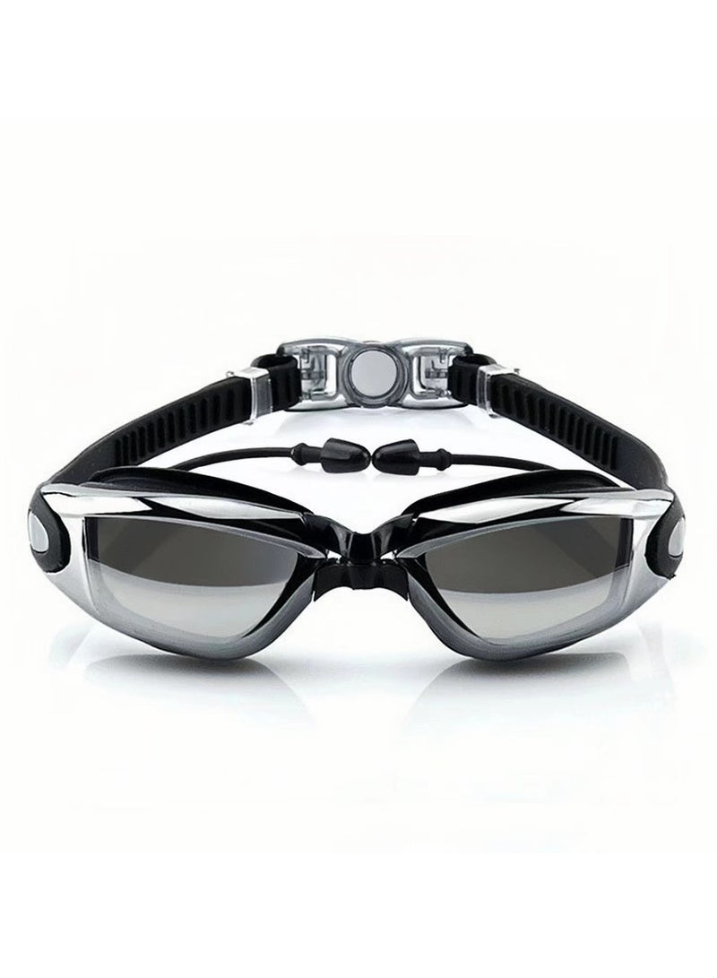 Generic Swim Goggles with Attached Earplugs, Waterproof and Fog-Resistant, High Definition Lens, Wide Field of View, 3D Soft Seal, Adjustable Strap - Image 1