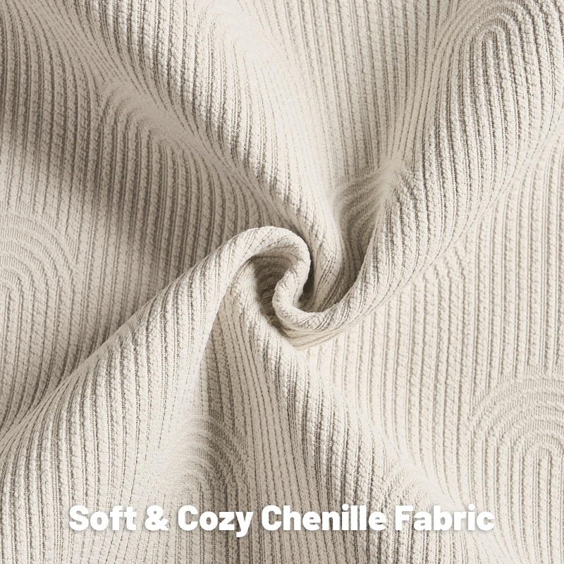 FUTEI Beige Chenille Decorative Throw Pillow Covers 18x18 Inch Set of 2,Soft Cozy Striped Geometric Patterns Cushion Case,Modern Home Decor for Couch Bed Living Room - Image 2