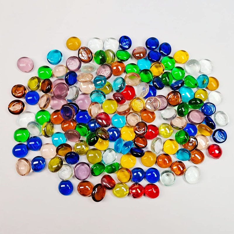 Meschett 50PCS Mini Glass Gems,Mixed Colour Mancala Stones Flat Bottom Marble Beads for Home Decorative Art Craft Vase Filler(0.5"~0.7") - Image 4