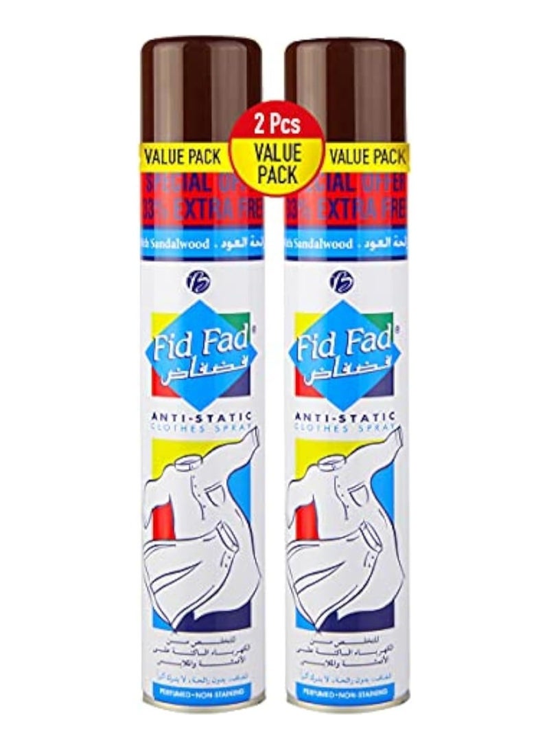Fid Fad Fid Fad Anti-Static Clothes Spray Deodorant - Sandal Wood Scent (400ml, + 33% Extra Free Pack of 2, Brown)