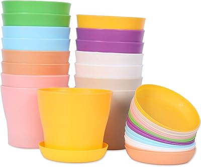 JERIA JERIA 16-Pack 4" Plastic Flower Plant Pots Thickened Seedlings Nursery Pots, Colorful Flower Plant Container Seed  - Image 1