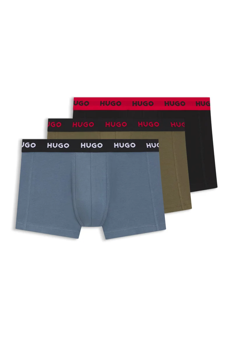 HUGO Three-pack of trunks in stretch cotton
