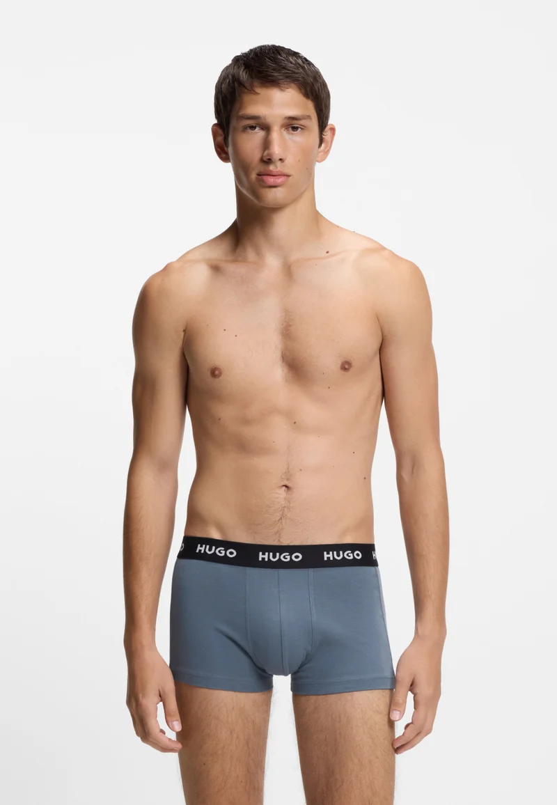 HUGO Three-pack of trunks in stretch cotton